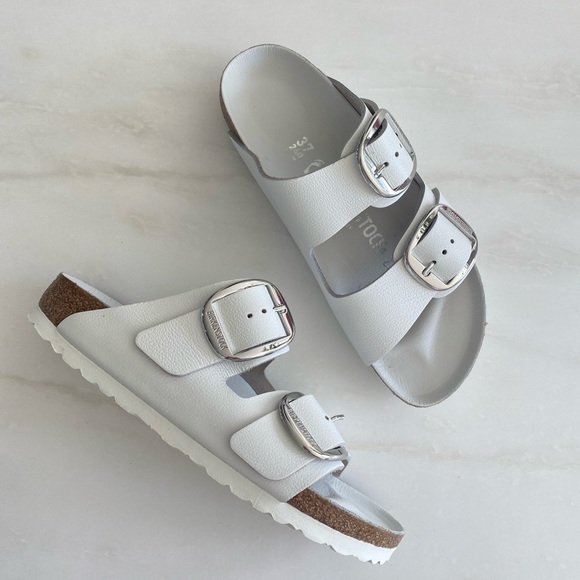 Birkenstock Shoes - Birkenstock Arizona Big Buckle Sandals White Leather sz 37 US 6-6.5 Narrow